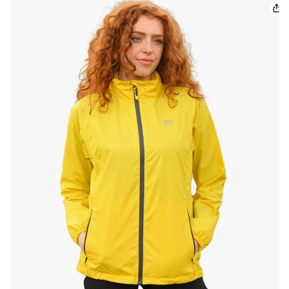 Mac in a Sac Origin Yellow Women’s Lightweight Waterproof Rain Jacket Size L